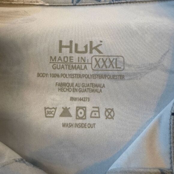 Huk Men's Performance KC Pursuit Printed Polo Shirt Marolina Blue Size XXXL - Picture 3 of 6